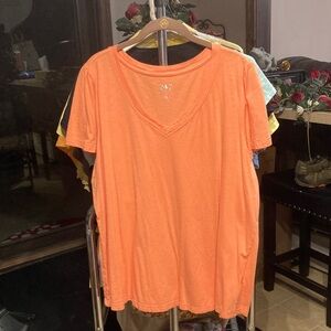 Maurices Bright Orange V-Neck Flutter Sleeve Tee